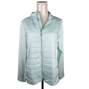 Peter Millar Womens Large Golf Hybrid Jacket Light Blue Quilted Full Zip